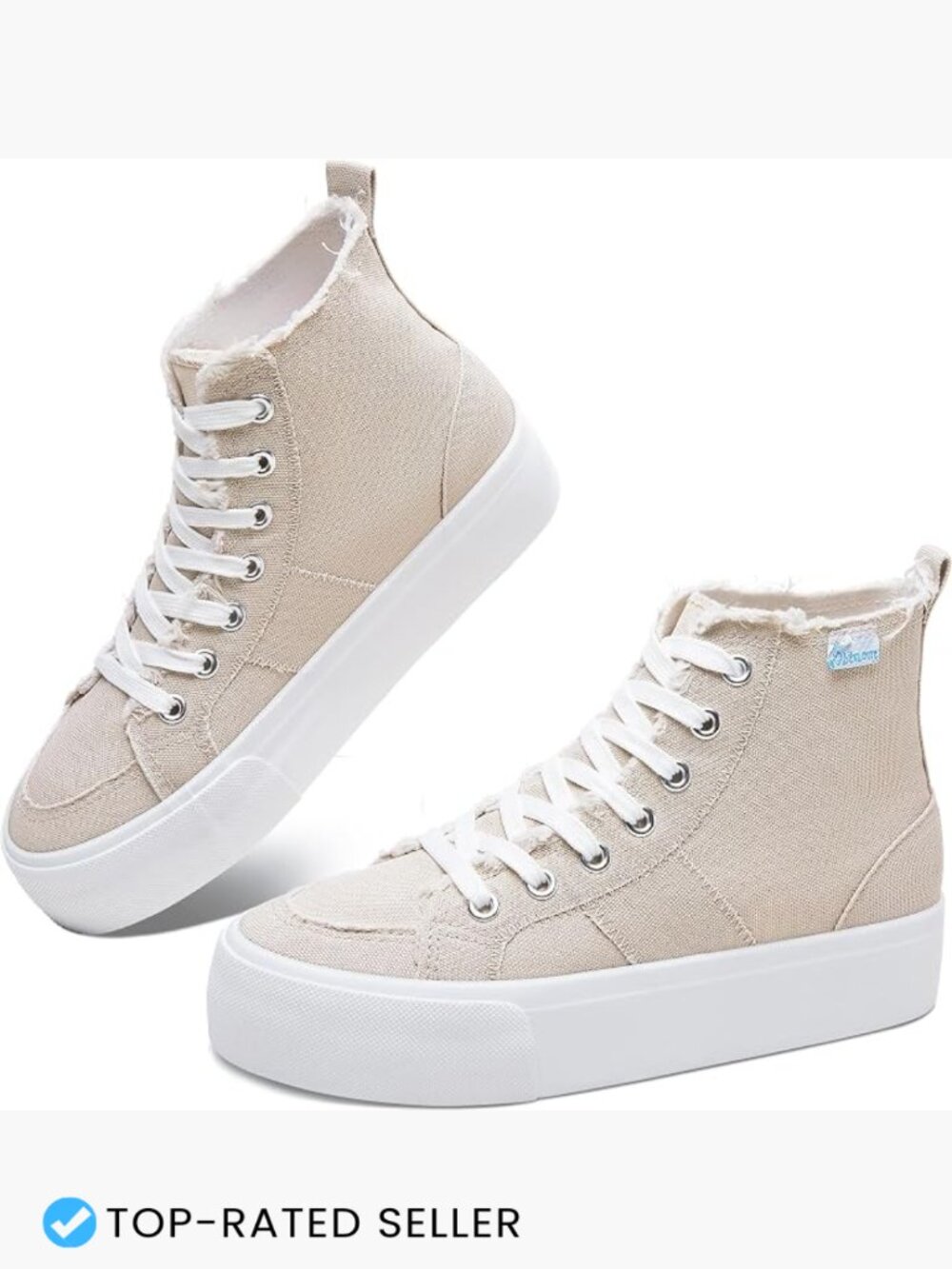 High Top Platform Canvas Sneakers Women Mid Calf Fashion Casual Lace Up Skate
